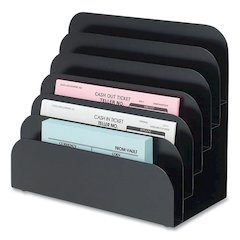 Cash Handling Organizer Bins, 6 Compartments, 8.25" x 7.25" x 4", Black