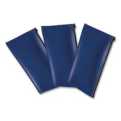 Multipurpose Zipper Deposit Bags, Polyester, 11.3" x 6.3", Blue, 3/Pack