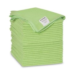 Microfiber Cleaning Cloths, 16 x 16, Green, 24/Pack