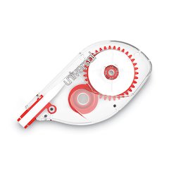 Side-Application Correction Tape, Non-Refillable, 0.2" x 32.75 ft, White Tape, Clear/Red Dispenser, 6/Pack