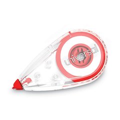 Mini Correction Tape, Non-Refillable, 0.25" x 22.92 ft, White Tape, Clear/Red Dispenser, 10/Pack
