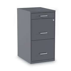 Soho Vertical File Cabinet, 3 Drawers: Pencil/File/File, Letter, Charcoal, 14" x 18" x 26.9"
