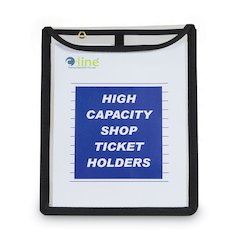 High-Capacity Stitched Shop Ticket Holders, 1" Expansion, Super Heavy-Duty, 9 x 12 Insert, Clear Front, Black Border, 15/Box