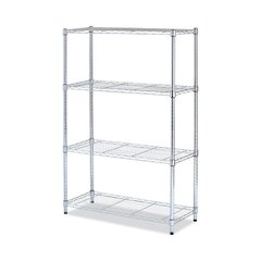 Residential Wire Shelving, Four-Shelf, 36w x 14d x 54h, Silver