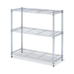 Residential Wire Shelving, Three-Shelf, 36w x 14d x 36h, Silver