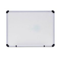 Modern Melamine Dry Erase Board with Aluminum Frame, 24" x 18", White Surface, Satin Aluminum Frame