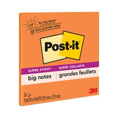 Big Notes, Unruled, (30) Orange 11 x 11 Sheets