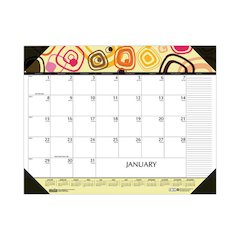 Recycled Desk Pad Calendar, Geometric Artwork, 22 x 17, White Sheets, Black Binding/Corners,12-Month (Jan to Dec): 2026