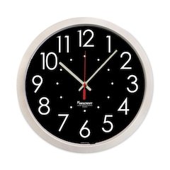 6645016986560 SKILCRAFT High Contrast Quartz Wall Clock, 14.5" Overall Diameter, White Case, 1 AA (sold separately)
