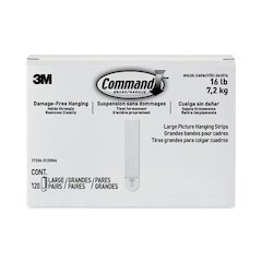 Damage-Free Hanging Picture Hanging Strip Pairs, Holds Up to 3.75 lb, Large: 0.75" x 3.65", White, 120/Pack