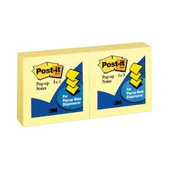 Original Canary Yellow Pop-up Refill, 3" x 3", Canary Yellow, 100 Sheets/Pad, 12 Pads/Pack