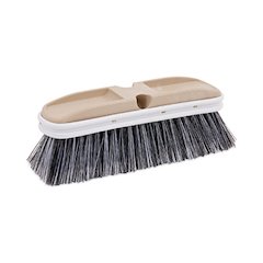 Polystyrene Vehicle Brush with Vinyl Bumper, Black/White Polystyrene Bristles, 10" Brush