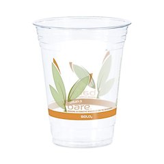 Bare Eco-Forward RPET Cold Cups, 16 oz to 18 oz, Plastic, Leaf Design, 50/Pack