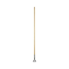 Clip-On Dust Mop Handle, Lacquered Wood, Swivel Head, 1" dia x 60", Natural