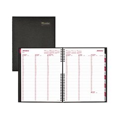 CoilPro Weekly Appointment Book in Columnar Format, 11 x 8.5, Black Lizard-Look Cover, 12-Month (Jan to Dec): 2026