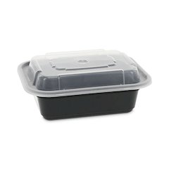 Newspring VERSAtainer Microwavable Containers, 12 oz, 5.8 x 4.6 x 2.3, Black/Clear, Plastic, 150/Carton