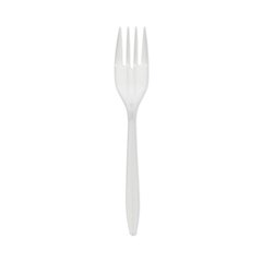 Fieldware Cutlery, Mediumweight Fork, Plastic, White, 1,000/Carton