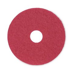 Buffing Floor Pads, 15" Diameter, Red, 5/Carton