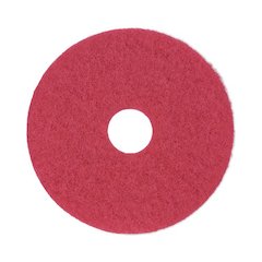 Buffing Floor Pads, 14" Diameter, Red, 5/Carton
