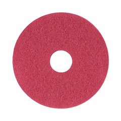 Buffing Floor Pads, 13" Diameter, Red, 5/Carton