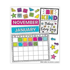 Calendar Bulletin Board Sets, 129-Piece Set, Kind Vibes, 23" x 17", Multicolor