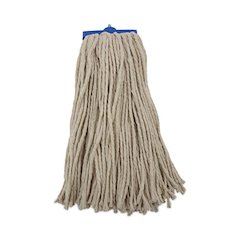 Cut-End Lie-Flat Wet Mop Head, Cotton, 16 oz, White, 12/Carton