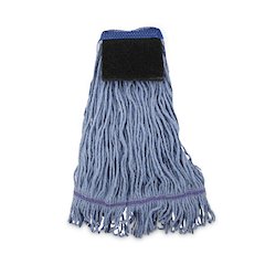 Mop Head, Loop-End, Cotton With Scrub Pad, Medium, 12/Carton