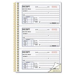 Gold Standard Money Receipt Book, Two-Part Carbonless, 5 x 2.75, 3 Forms/Sheet, 225 Forms Total