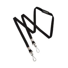 8455016988429, SKILCRAFT Face Mask Lanyard, Metal J-Hook Fastener, 36" Long, Black, Dozen