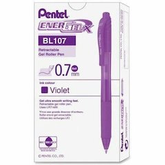 EnerGel EnerGel-X Retractable Gel Pens - Medium Pen Point - 0.7 mm Pen Point Size - Refillable - Retractable - Violet Gel-based Ink - Violet Barrel - Metal Tip - 1 / Dozen