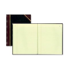 Rediform Black Texhide Cover Record Books - 300 Sheet(s) - Thread Sewn - 8.37" x 10.37" Sheet Size - Black - Green Sheet(s) - Brown, Green Print Color - Black Cover - Recycled - 1 Each