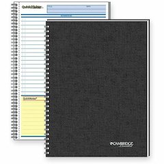 Mead QuickNotes 1 - Subject Business Notebook - Jr.Legal - 80 Sheets - Wire Bound - 20 lb Basis Weight - Jr.Legal - 5" x 8" - White Paper - Black Binding - BlackLinen Cover - Perforated, Subject, Bond