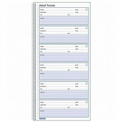 Rediform Voice Mail Log Book - 600 Sheet(s) - Wire Bound - 1 Part - 5.62" x 10.62" Sheet Size - White - White Sheet(s) - Blue Print Color - White Cover - Recycled - 1 Each