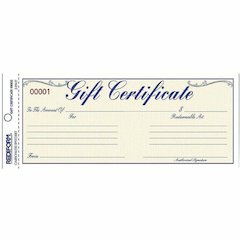 Rediform Gift Certificates with Envelopes - 8.5" x 3.7" - Blue - 25 / Pack