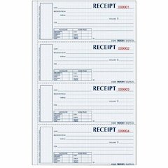 Rediform Hardbound Numbered Money Receipt Books - 200 Sheet(s) - 3 PartCarbonless Copy - 2.75" x 6.87" Form Size - 8" x 11" Sheet Size - White, Canary, Pink - Red Print Color - 1 Each