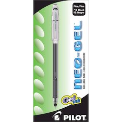Pilot Neo-Gel Rollerball Pens - Fine Pen Point - 0.7 mm Pen Point Size - Black Gel-based Ink - Translucent Barrel - 1 Dozen