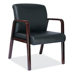 Alera Reception Lounge WL Series Guest Chair, 24.21" x 24.8" x 32.67", Black Seat, Black Back, Mahogany Base