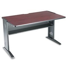 Computer Desk with Reversible Top, 47.5" x 28" x 30", Mahogany/Medium Oak/Black
