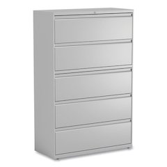 Lateral File, 5 Legal/Letter/A4/A5-Size File Drawers, 1 Roll-Out Posting Shelf, Light Gray, 42" x 18.63" x 67.63"