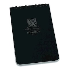All-Weather Wire-O Notepad, Black Cover, Universal: Narrow Rule and Quadrille Rule (4 sq/in), (50) White 4 x 6 Sheets