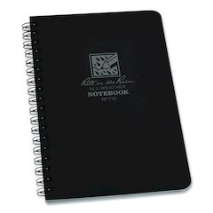 All-Weather Wire-O Notebook, 1-Subject, Universal: Narrow Rule and Quadrille Rule, Black Cover, (32) 7 x 4.63 Sheets