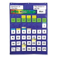 Complete Calendar and Weather Pocket Chart, 51 Pockets, 26 x 37.25, Blue