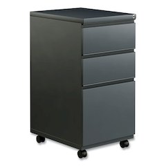 File Pedestal with Full-Length Pull, Left or Right, 3-Drawers: Box/Box/File, Legal/Letter, Charcoal, 14.96" x 19.29" x 27.75"