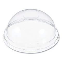 Plastic Dome Lid, No-Hole, Fits 9 oz to 22 oz Hot Cups, Clear, 100/Sleeve, 10 Sleeves/Carton