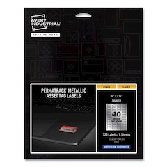 PermaTrack Metallic Asset Tag Labels, Laser Printers, 0.75 x 1.5, Metallic Silver, 40/Sheet, 8 Sheets/Pack