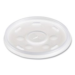 Plastic Lids for Foam Cups/Bowls/Containers, Flat with Straw Slot, Fits 6 oz to 14 oz, Translucent, 100/Pack, 10 Packs/Carton