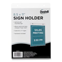 Clear Plastic Vertical-Orientation Wall Sign Holder with Mounting Screws, Quick-Change Insert System, 8.5 x 11 Insert