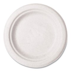 Nourish Molded Fiber Tableware, Compostable, Plate, Sugarcane, 6" dia, White, 1,000/Carton