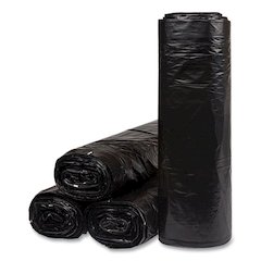 Low-Density Commercial Can Liners, 60 gal, 1.2 mil, 38" x 58", Black, Interleaved Roll, 10 Bags/Roll, 10 Rolls/Carton