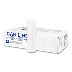 High-Density Commercial Can Liners, 16 gal, 6 mic, 24" x 33", Natural, Interleaved Roll, 50 Bags/Roll, 20 Rolls/Carton